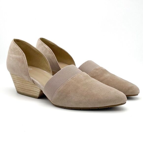 Eileen Fisher Hilly Wedge d'Orsay Pump in Earth Beige Taupe Suede Women’s Size 9 - Picture 13 of 16
